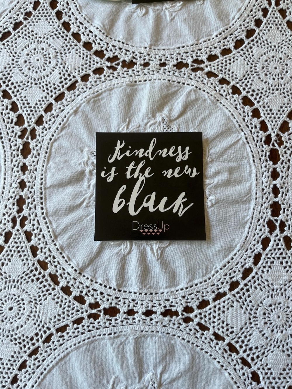 NEW Dress Up Kindness is the new black decal sticker black, white & peach
